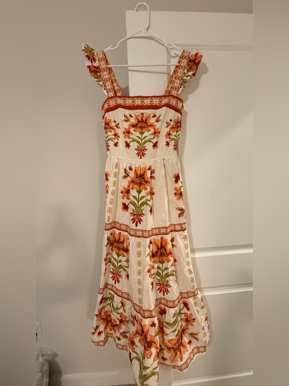 Flying Tomato Cream Maxi Dress with Rust Floral Print - Picture 13 of 16